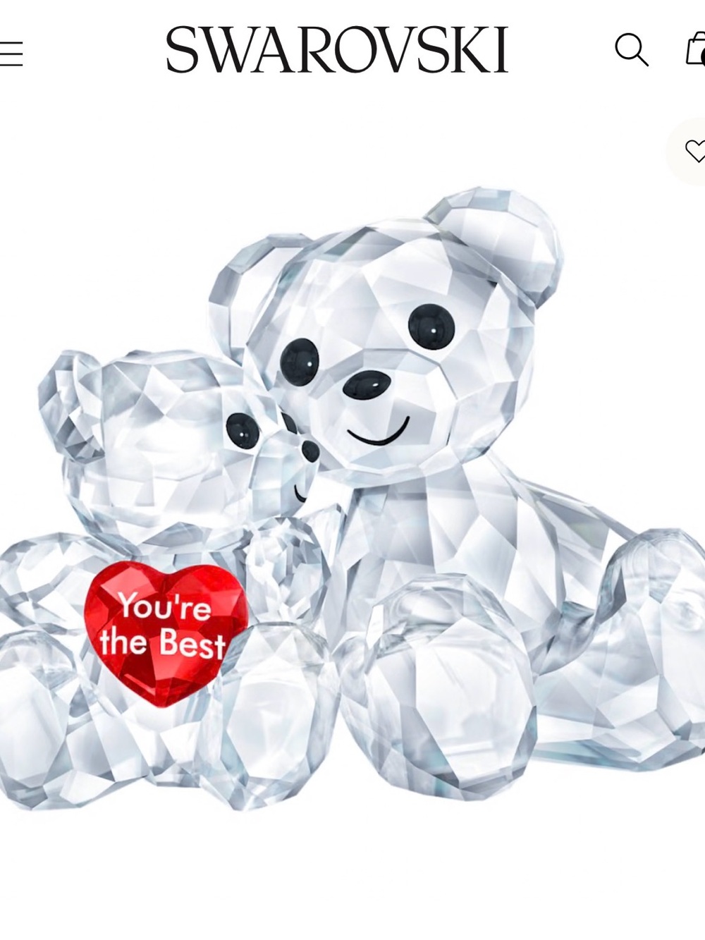 Swarovski Clear Crystal Bear Pair with Red Heart saying You’re the best.